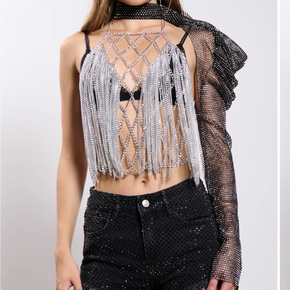 Silver Chain Fringe Top s/m
